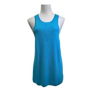 Sleeveless Blue Knit Tank Top Casual Comfort Stretchable Tunic
